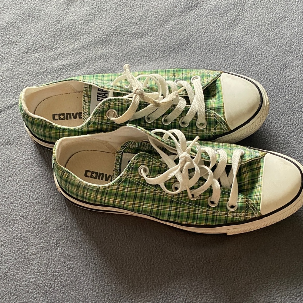 Converse Green Checkered Sneakers